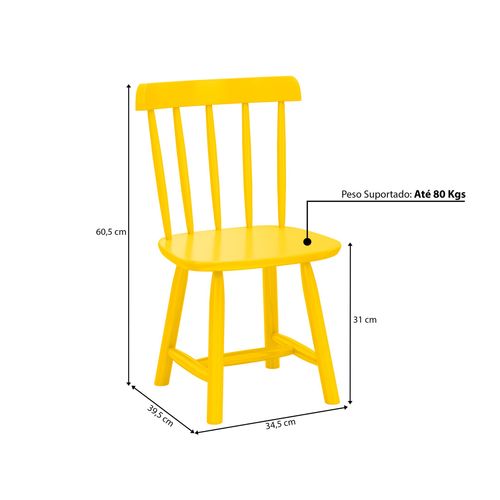 Kit 2 Cadeiras Infantis Mariah DEISS Amarelo - Casatema