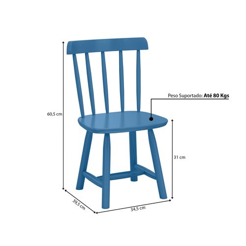 Kit 2 Cadeiras Infantis Mariah DEISS Azul Zimbro - Casatema