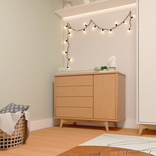 Cômoda Infantil 1 Porta 4 Gavetas Zen Nogueira