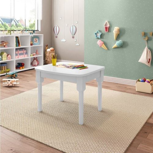Mesa Infantil com 2 cadeiras Mariah Madeira Maciça e Laca Casatema Branco/Menta
