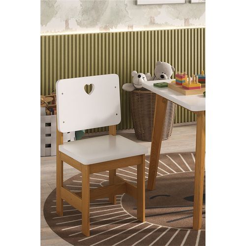 Cadeira Infantil Sofia Madeira Maciça e MDF Branco/Mel