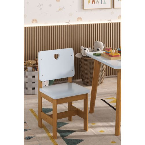 Cadeira Infantil Sofia Madeira Maciça e MDF Azul Com Mel