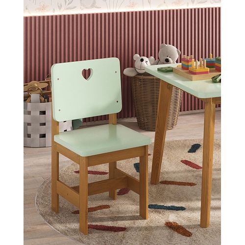 Cadeira Infantil Sofia Madeira Maciça e MDF Verde e Mel