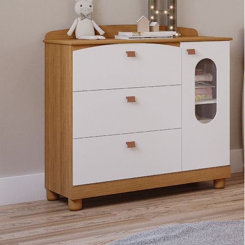Cômoda Infantil 4 Gavetas Florida Espresso Móveis Nature/Branco