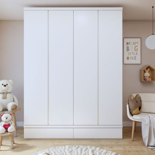 Guarda-roupa Infantil 4 Portas 5 Gavetas 100% MDF Aconchego Branco