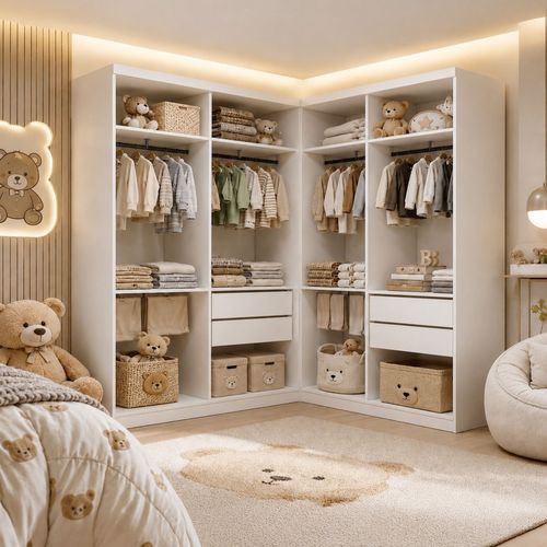 Closet Infantil sem Portas 4 Gavetas Seraphina Branco