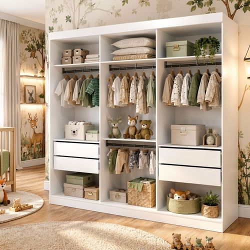 Closet Infantil sem Portas 4 Gavetas Isadora Branco