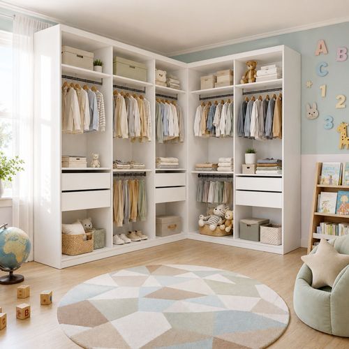 Conjunto Closet Infantil sem Portas 2 Módulos 6 Gavetas Valentina Branco