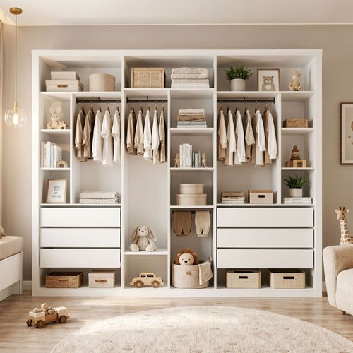 Módulo Closet Infantil sem Portas 6 Gavetas Amara Branco