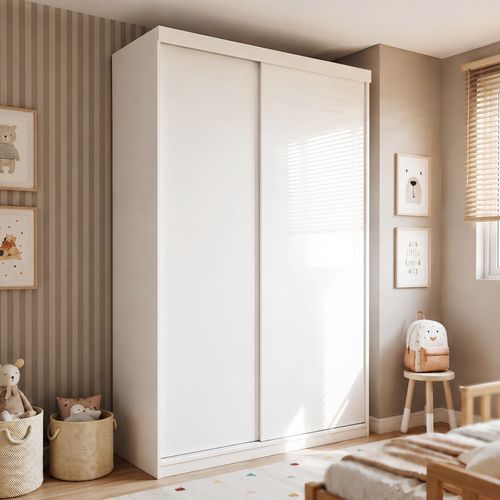 Guarda Roupa Infantil Premium Elara 138cm 2 Portas 2 Gavetas Minastex Branco