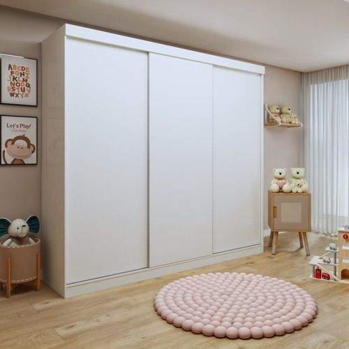 Guarda Roupa Infantil Premium Thalia 205,9cm 3 Portas 4 Gavetas Minastex Branco