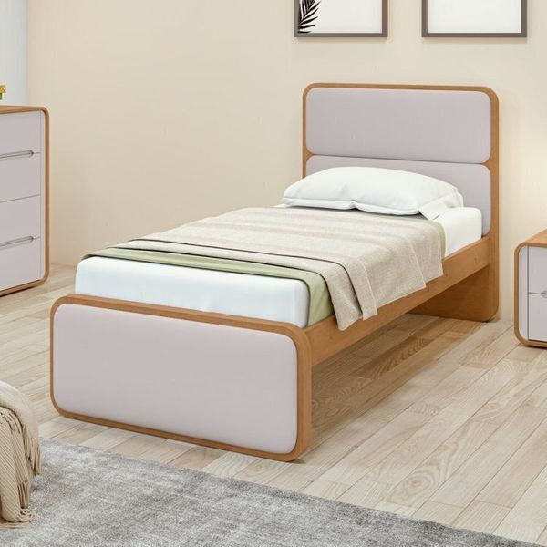 Quarto Infantil com 2 Camas de Solteiro Loop e 1 Cômoda Maggiore Amêndoa Clean / Off White