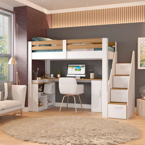 Cama Office Multifuncional Solteiro Adulto Star Plus Casatema Branco/Montana