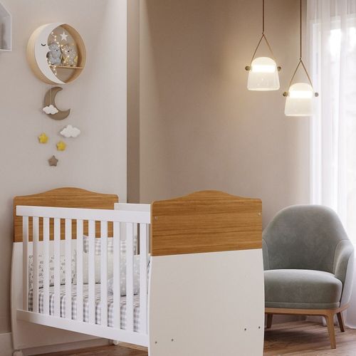 Berço Mini Cama com Suporte Mosquiteiro Confort Espresso Móveis Nature/Branco