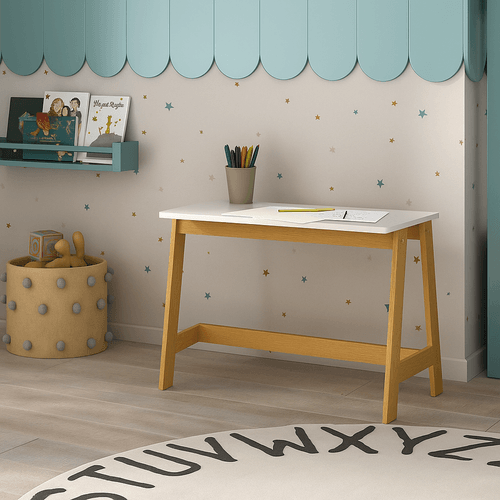 Mesa Escrivaninha Infantil Sofia e 64cm Branca Branca