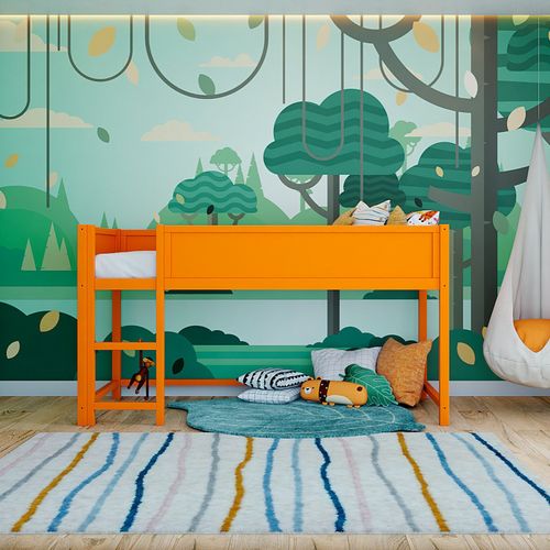 Cama Alta Infantil em Madeira e Mdf Sureleve Laranja