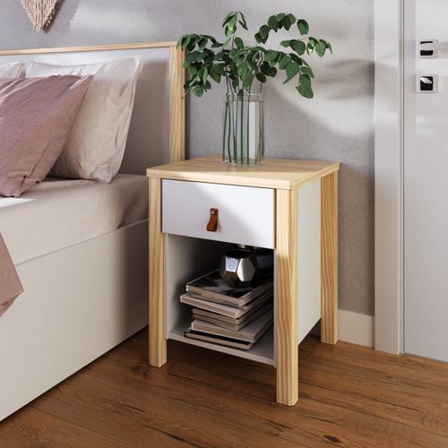 Mesa de Cabeceira 1 Gaveta Íris CabeCasa MadeiraOriginals Branco Branco