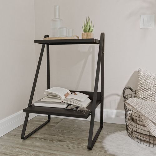 Mesa de Cabeceira Nicho em Aço Begônia CabeCasa MadeiraOriginals Preto Fosco Preto Fosco