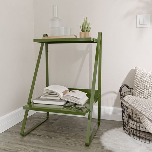 Mesa de Cabeceira Nicho em Aço Begônia CabeCasa MadeiraOriginals Verde Musgo Verde Musgo