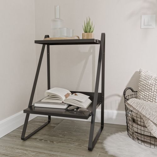 Mesa de Cabeceira Nicho em Aço Begônia CabeCasa MadeiraOriginals Preto Metálico Fosco Preto Metálico Fosco