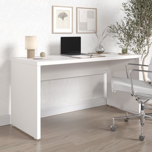 Escrivaninha Mesa Escritório em Tamburato Acabamento em BP Ficus 150cm CabeCasa MadeiraOriginals Branco