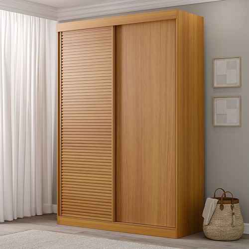 Guarda-Roupa Solteiro 2 Portas 1 Porta Ripada Samambaia CabeCasa MadeiraOriginals Carvalho