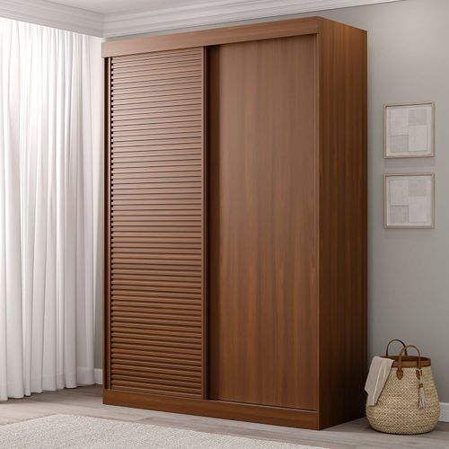 Guarda-Roupa Solteiro 2 Portas 1 Porta Ripada Samambaia CabeCasa MadeiraOriginals Freijó