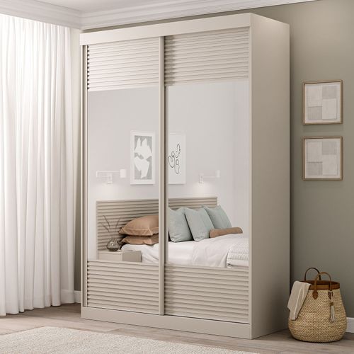 Guarda-Roupa Solteiro 2 Portas com Espelho Samambaia CabeCasa MadeiraOriginals Off White