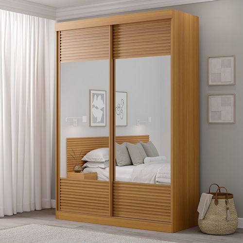 Guarda-Roupa Solteiro 2 Portas com Espelho Samambaia CabeCasa MadeiraOriginals Carvalho