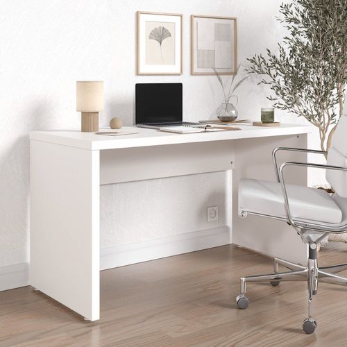 Escrivaninha Mesa Escritório em Tamburato Acabamento em BP Ficus 135cm CabeCasa MadeiraOriginals Branco
