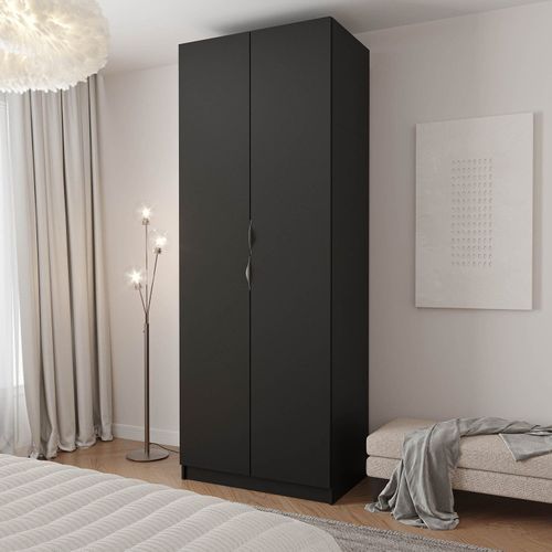 Guarda-Roupa 2 Portas Cabideiro 2 Gavetas Hera CabeCasa MadeiraOriginals Preto