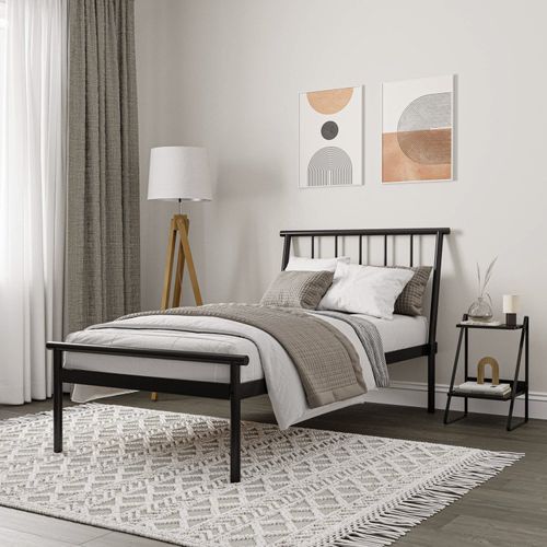 Cama Solteiro em Aço Begônia CabeCasa MadeiraOriginals Preto Fosco