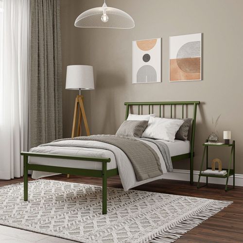 Cama Solteiro em Aço Begônia CabeCasa MadeiraOriginals Verde Musgo