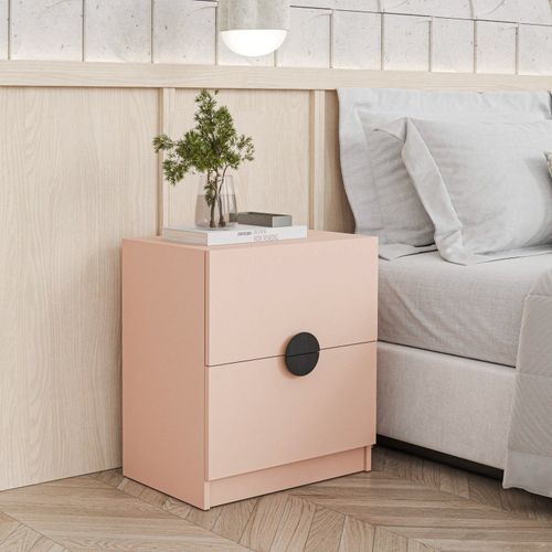 Mesa de Cabeceira 2 Gavetas Joy CabeCasa MadeiraOriginals Rosa Salmão Salmão