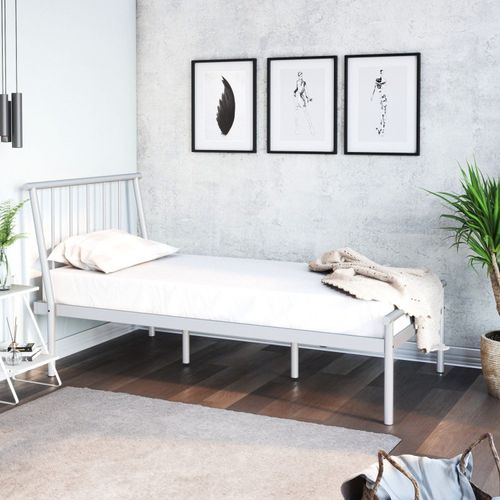 Cama Solteiro em Aço Begônia CabeCasa MadeiraOriginals Prata