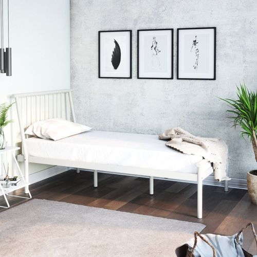 Cama Solteiro em Aço Begônia CabeCasa MadeiraOriginals Off White