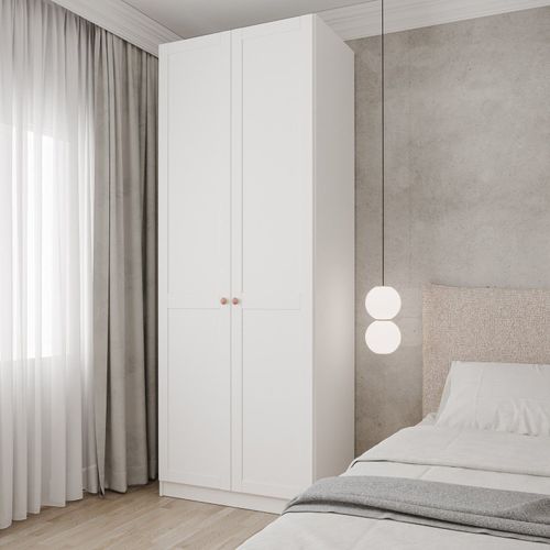Guarda-roupa Modulado 2 Portas Americanas com Cabideiro e 2 Gavetas Hera CabeCasa MadeiraOriginals Branco Geada