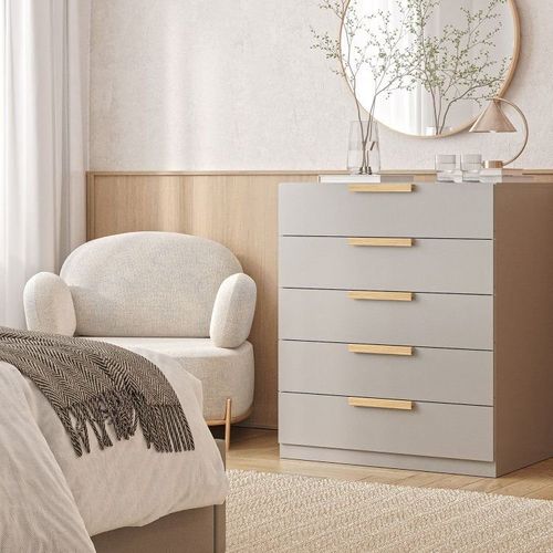 Cômoda 5 Gavetas 80cm Jade CabeCasa MadeiraOriginals Cinza Urbano