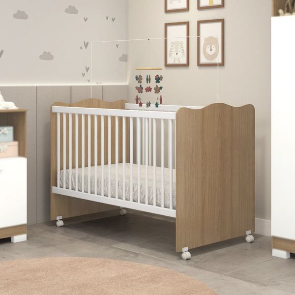 Berço Mini Cama Lolly com Rodízios 1,32cm X 0,77cm X 0,95cm. Naturalle
