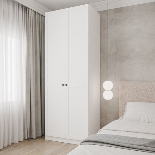 Guarda-roupa Modulado 2 Portas Americanas com Cabideiro e 2 Gavetas Hera CabeCasa MadeiraOriginals Branco Geada