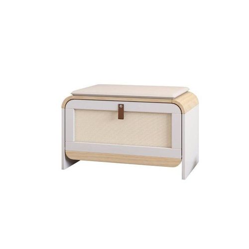 Sapateira Infantil 1 Porta com Assento Estofado Wave Casatema Branco/Natural
