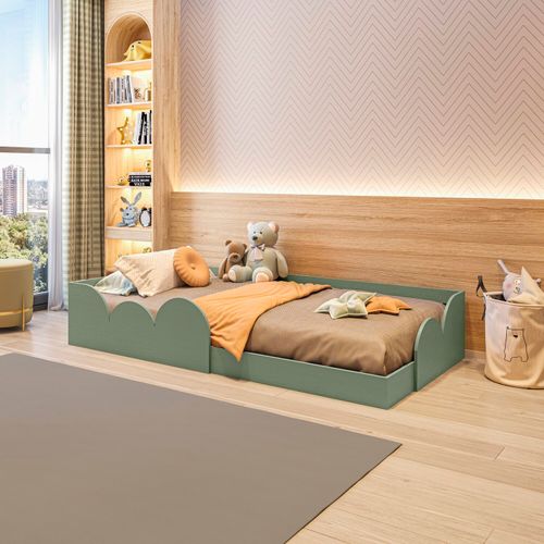 Cama Infantil Montessoriana Solteiro Cloud Verde