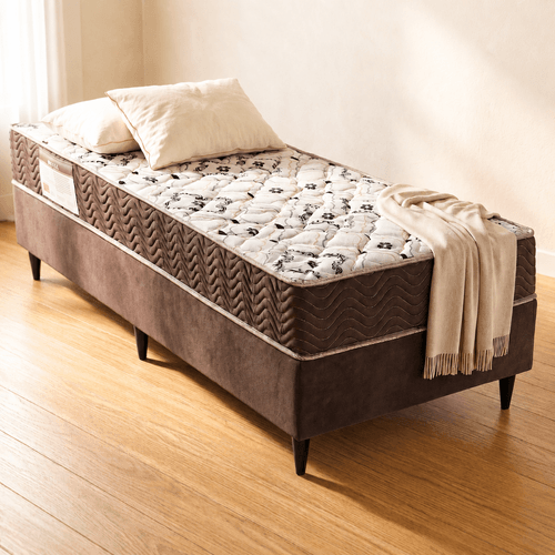Cama Box Iso D45 Solteiro Ortobom Marrom e Branco