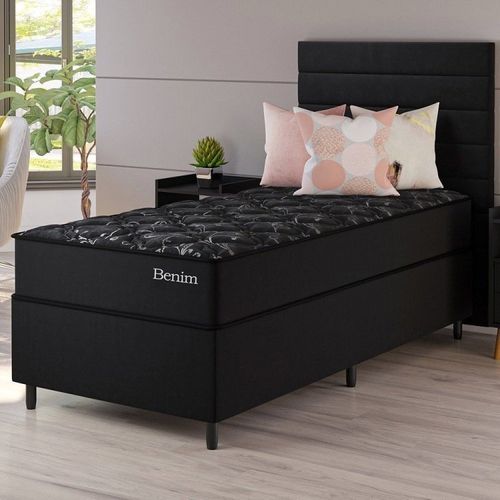 Cama Box Solteiro Benim com Molas Ensacadas 88CMX188CMX63CM Yescasa Preto Preto