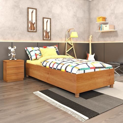 Cama Box Solteiro Mônaco e Mesa de Cabeceira Veronna Tcil Móveis Cinamomo