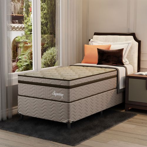 Cama Box Solteiro Supreme 0,88x188x60cm Molas Ensacadas Montreal Tecido poliéster Dourado, Jacquard Tipo Malha Dourado