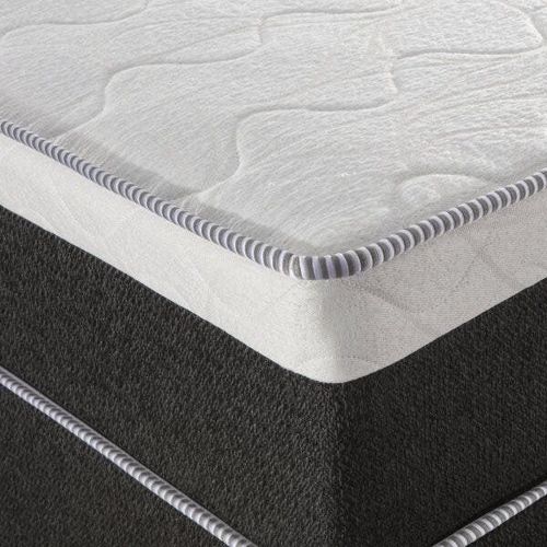 Cama Box Solteiro Gemini1,08x198x68cm Molas Ensacadas Montreal Tecido artemis preto, Malha apolo branca