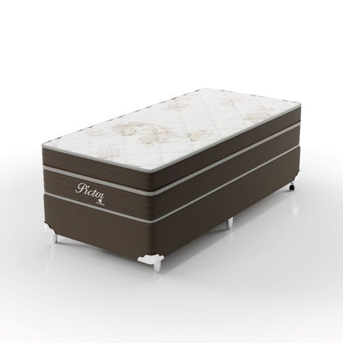 Cama Box Solteiro 88x188x71cm Molas Ensacadas Pictor Montreal Bege/Marrom