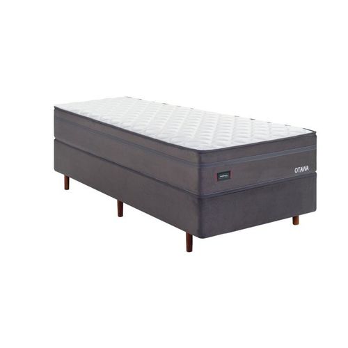 Cama Box Solteiro Molas 88x188cm Multispiral Otawa Mannes Cinza