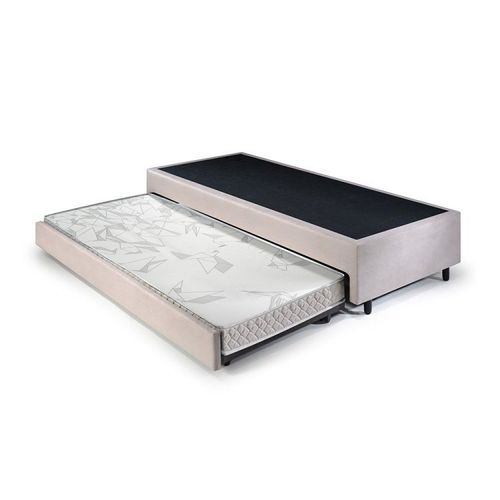 Bicama Solteiro King 96x203x28cm Suede e Colchão Auxiliar D23 78x188x12cm Ecoline B&G Bege